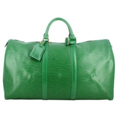 1995 Louis Vuitton Travel Bag Leather epi Green