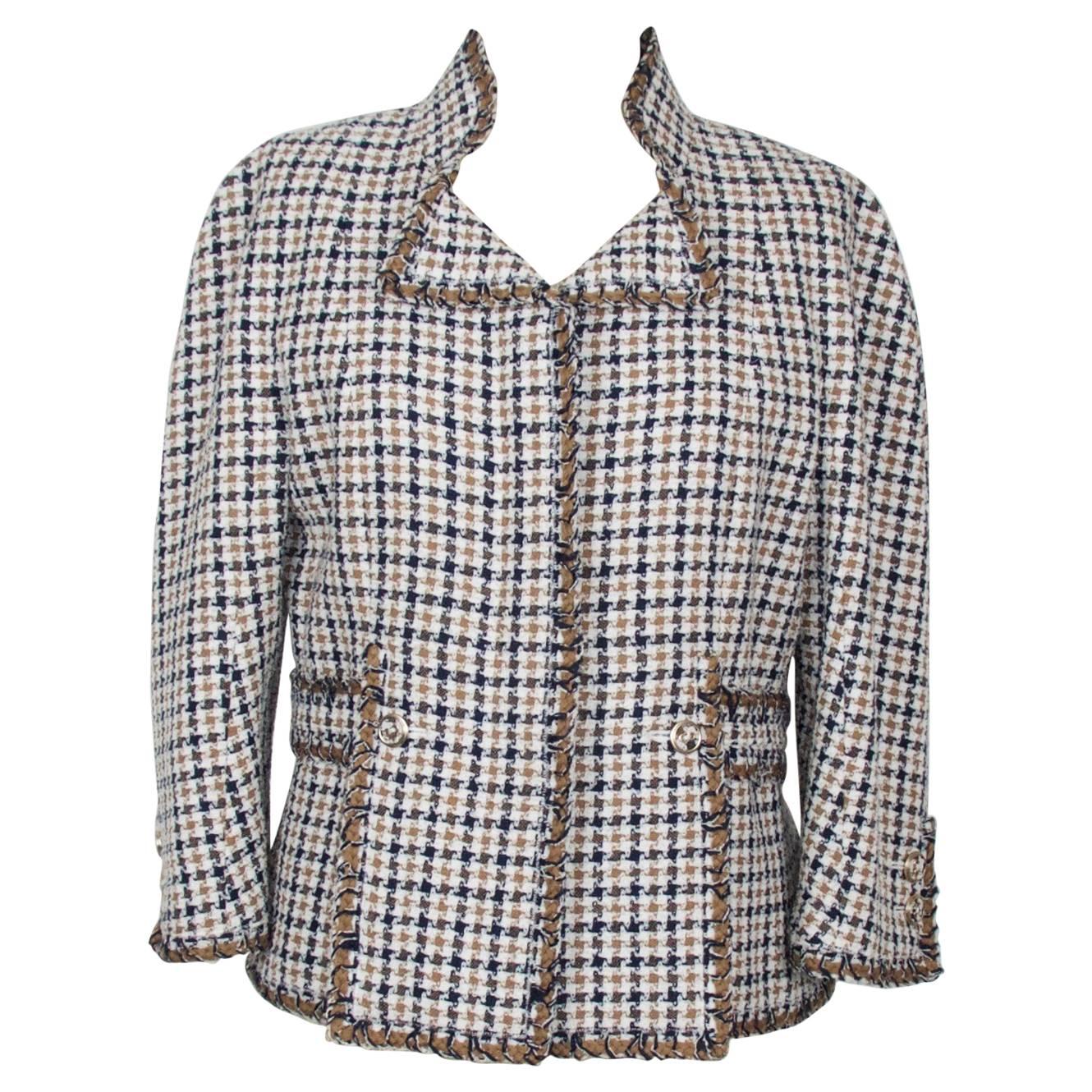 Chanel Boucle Jacket - navy, caramel, white and cream For Sale