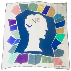 Vintage Yves Saint Laurent foulard en soie imprimé LOVE 1985 YSL