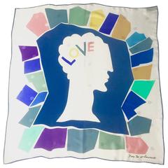 Vintage Yves Saint Laurent LOVE print silk scarf 1985 YSL 11