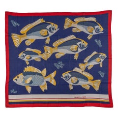 Hermès Navy Fish Cotton Sarong