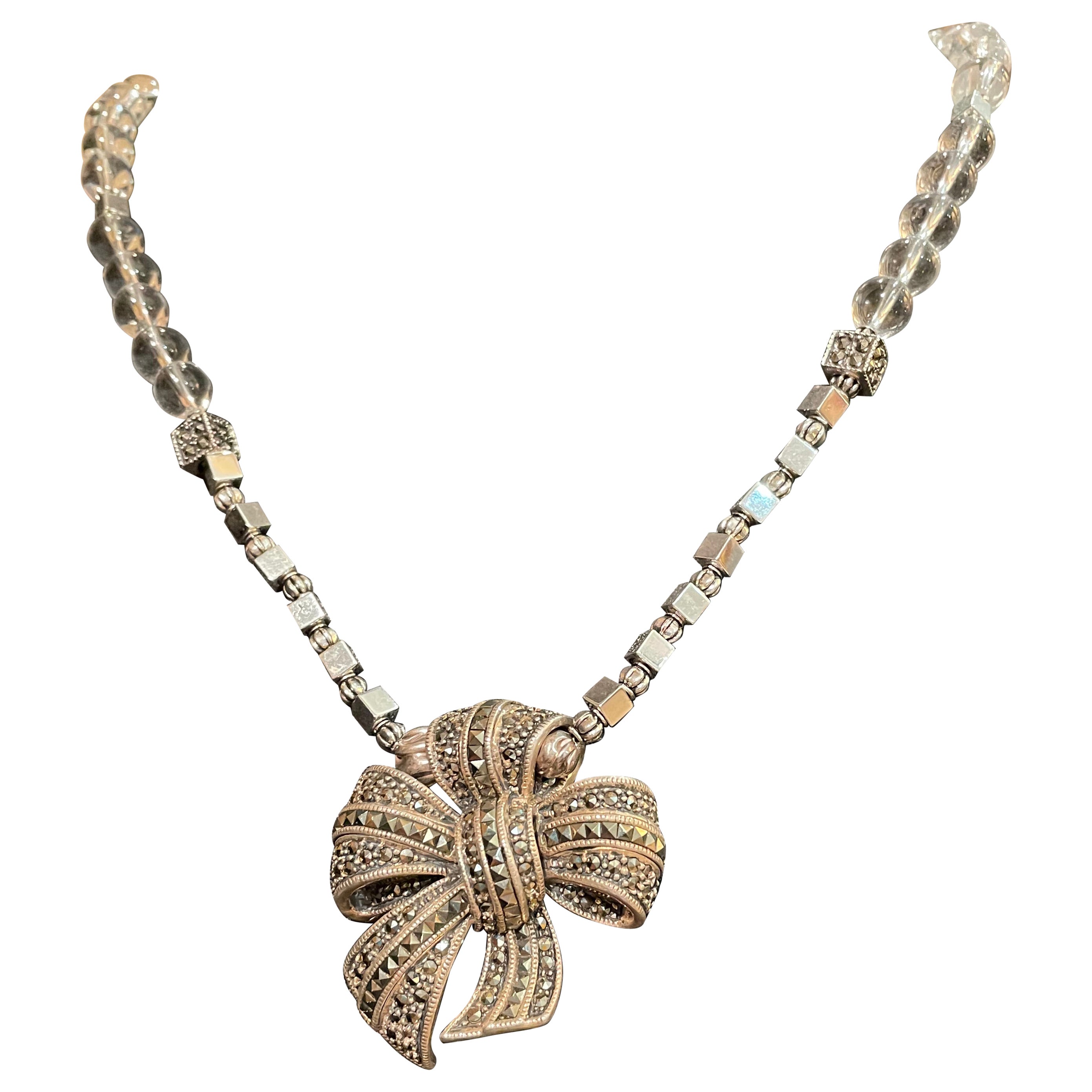 LB offers Sterling Marcasite Judith Jack Brooch Pyrite Rock Crystal necklace For Sale