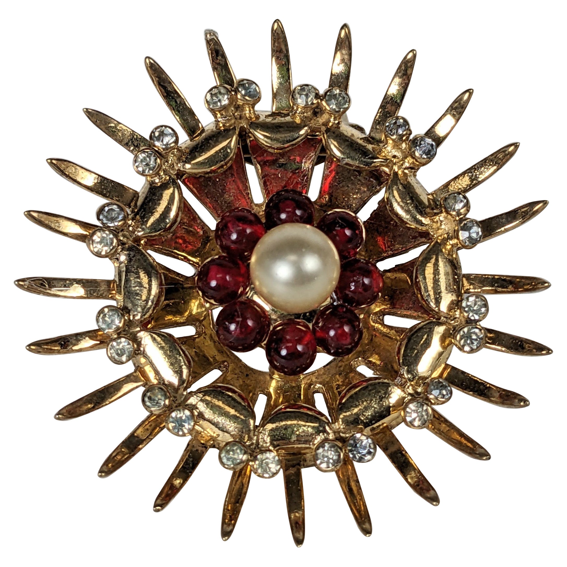 Derosa Retro Sunburst Clip Brooch