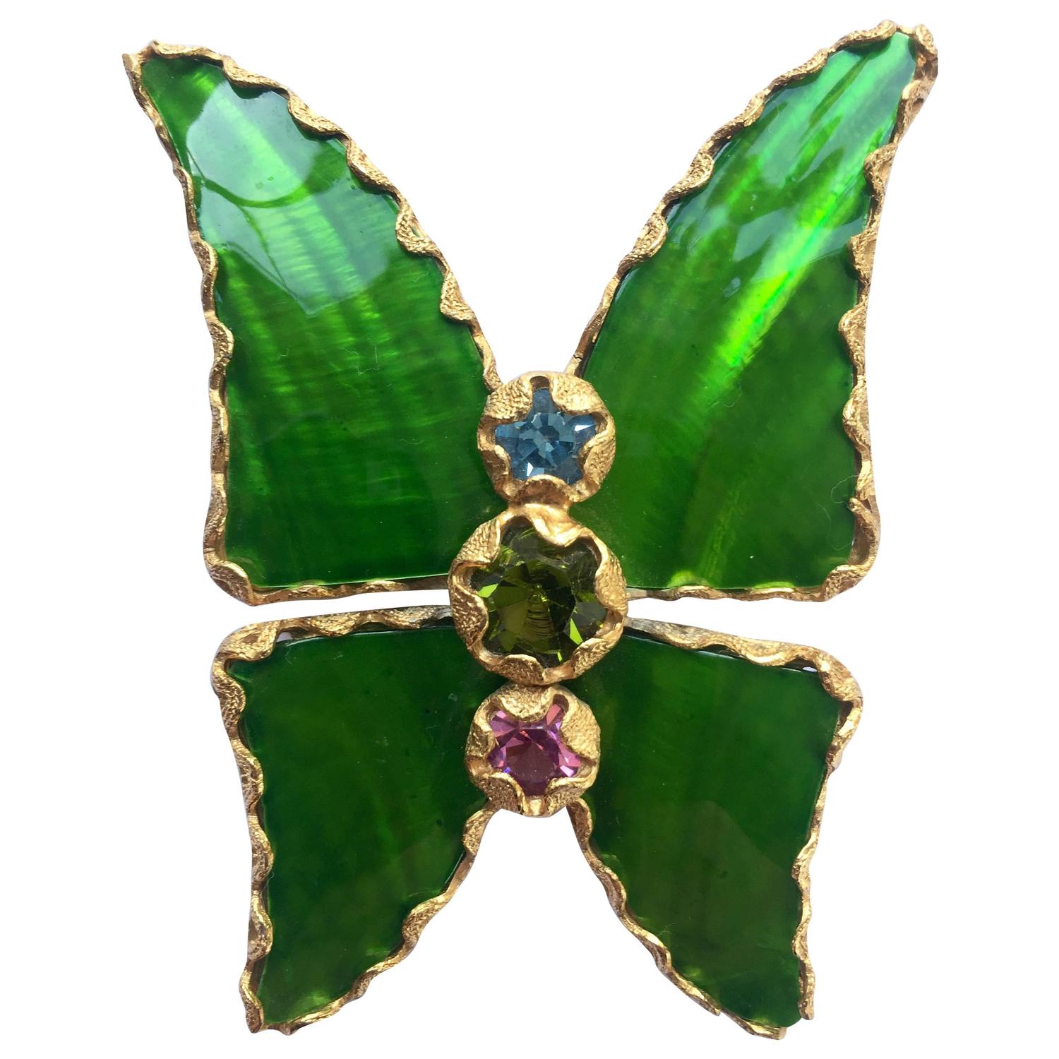 green brooches and pins