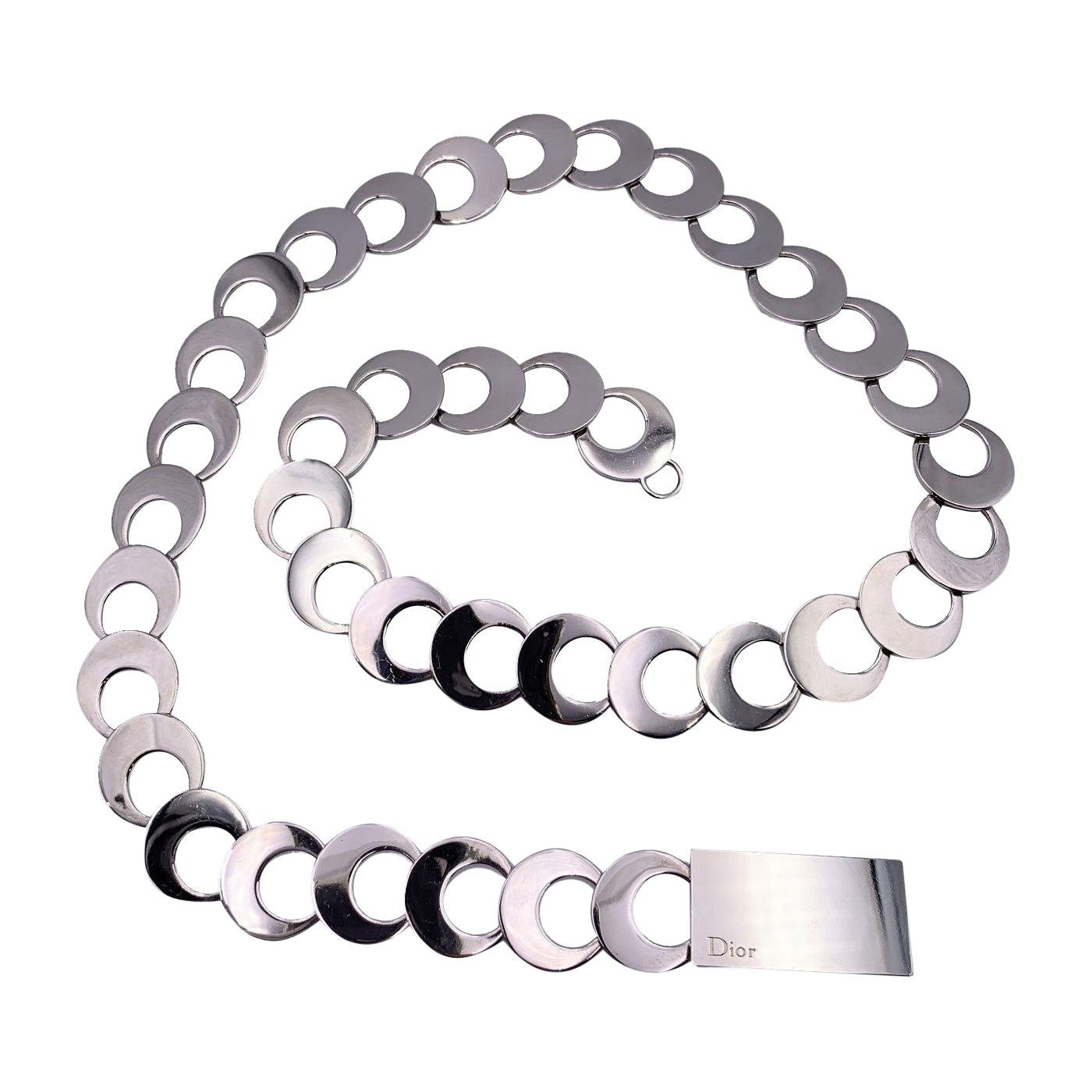 Christian Dior Vintage Silver Metal Chain Belt or Necklace For Sale