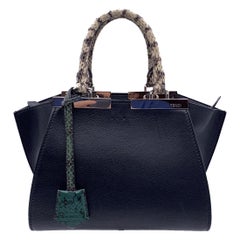 Used Fendi Black Leather Mini 3Jours Bag Contrast Details with Straps