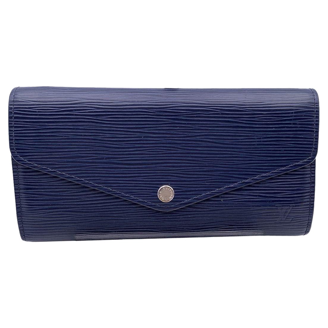Louis Vuitton Blue Epi Leather Long Flap Continental Sarah Wallet For Sale