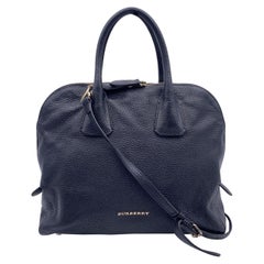 Burberry Black Leather Greenwood Dome Bag Satchel with Strap