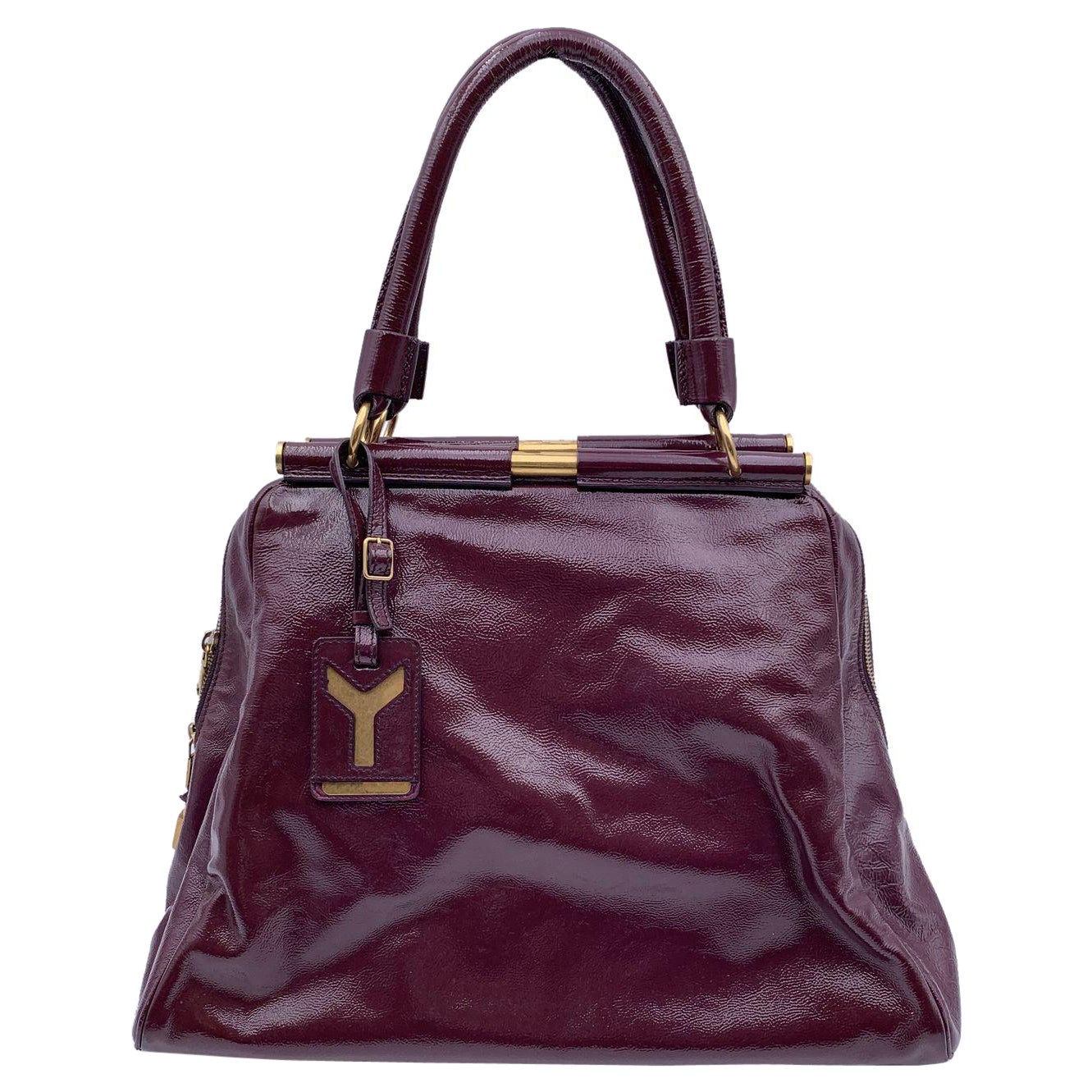 Yves Saint Laurent Purple Patent Majorelle Bag Handbag Satchel For Sale