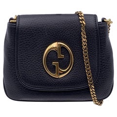 Gucci Black Leather GG Logo Small 1973 Crossbody Bag