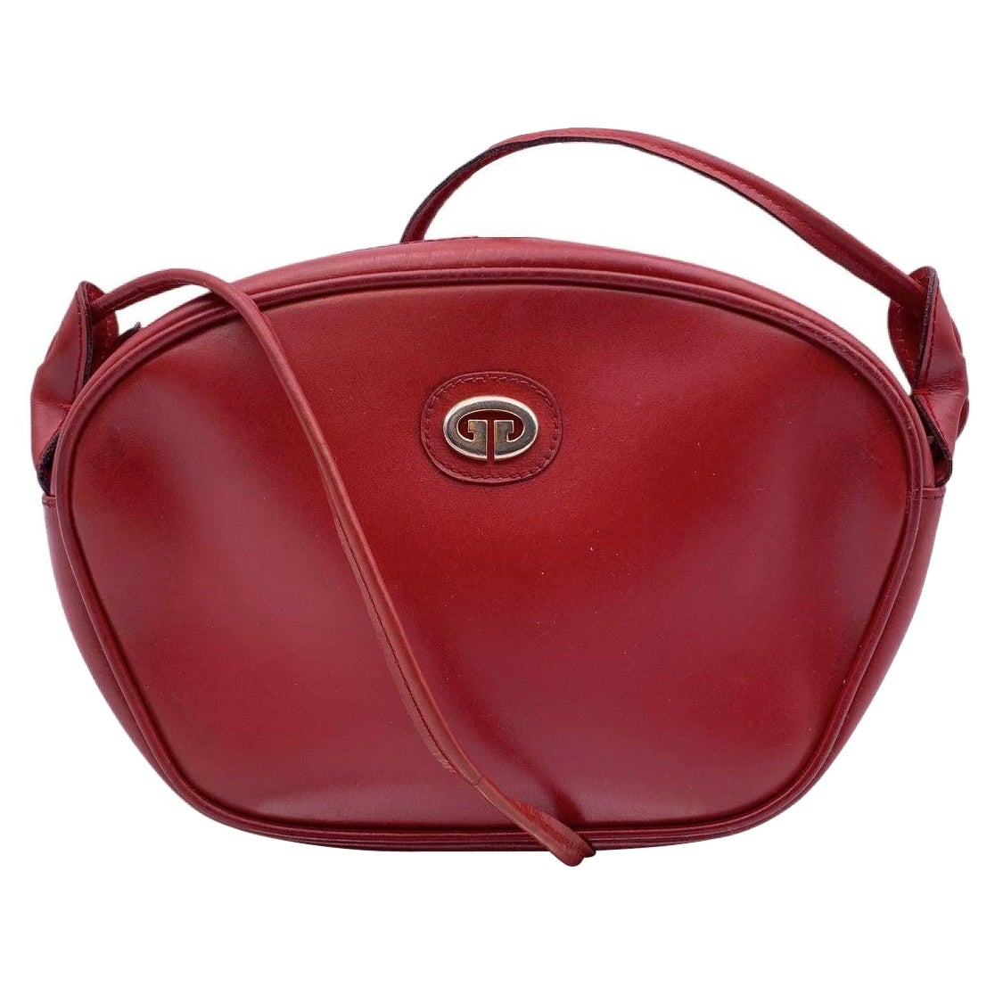 Gucci Vintage Red Leather Small Crossbody Messenger Bag For Sale