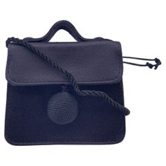 Fendi Vintage Black Satin Minaudiere Mini Micro Evening Bag
