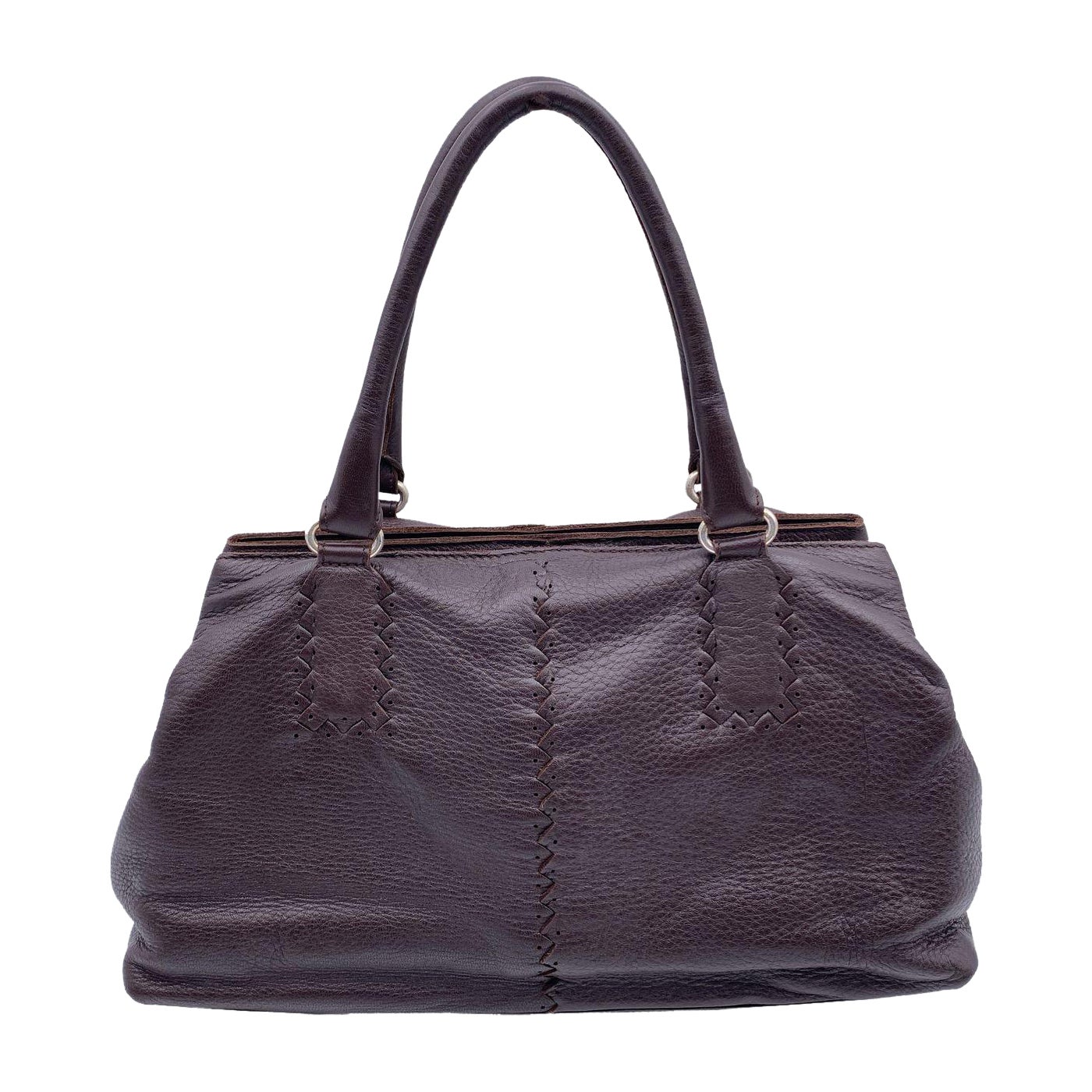 Bottega Veneta Brown Leather Intrecciato Detail Tote Bag Handbag en vente