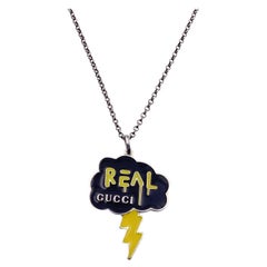 Gucci Sterling Silver Ghost Real Gucci Cloud Pendant Necklace