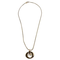 Christian Dior Vintage Gold Metal Logo Dangling Letters Necklace