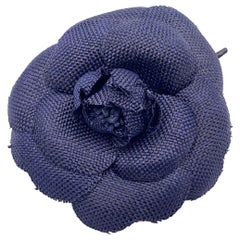 Chanel Vintage Blue Camelia Camellia Flower Pin Brooch