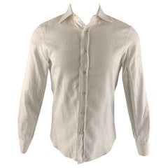 EMPORIO ARMANI Größe M Weißes langärmeliges Hemd aus massiver Baumwolle mit Knopfleiste