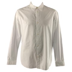 A.P.C. Size XXL White Solid Cotton Button Up Long Sleeve Shirt
