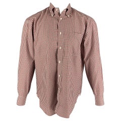 BORRELLI for WILKES BASHFORD Size M White Checkered Cotton Long Sleeve Shirt