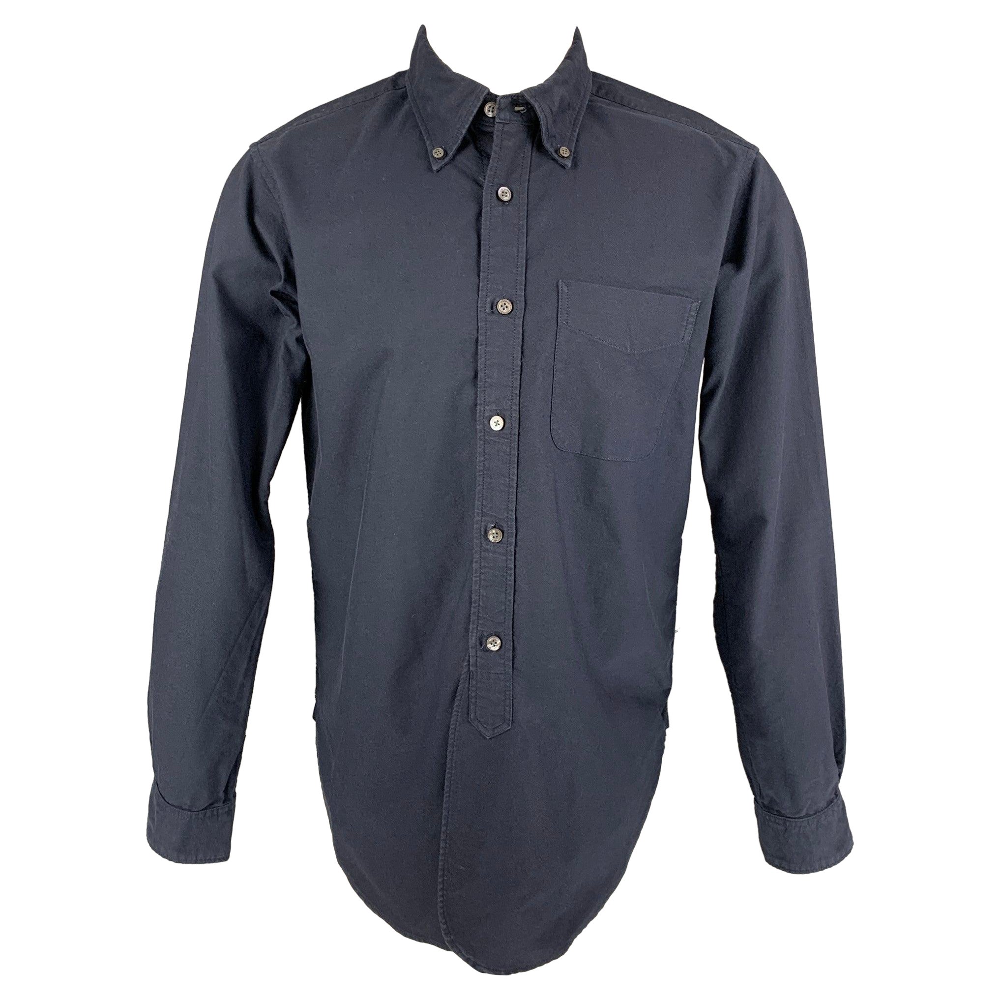 ENGINEERED GARMENTS Size M Navy Cotton Button Down Long Sleeve Shirt For Sale