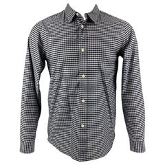 A.P.C. Size S Blue Checkered Cotton Button Down Long Sleeve Shirt