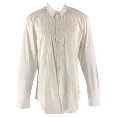 D&G  DOLCE & GABBANA Größe S Weiße Patch-Taschen aus massiver Baumwolle  Langärmeliges Hemd