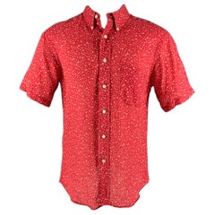 UNIONMADE Size M Red White Floral Linen Short Sleeve Shirt