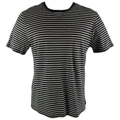 A.P.C. Size M Black White Stripe Cotton Short Sleeve T-shirt