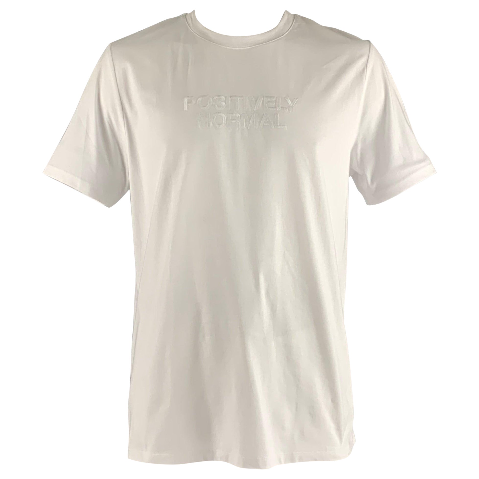 A.P.C. Size XXL White Embroidery Cotton Crew-Neck T-shirt For Sale