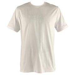 A.P.C. Size XXL White Embroidery Cotton Crew-Neck T-shirt