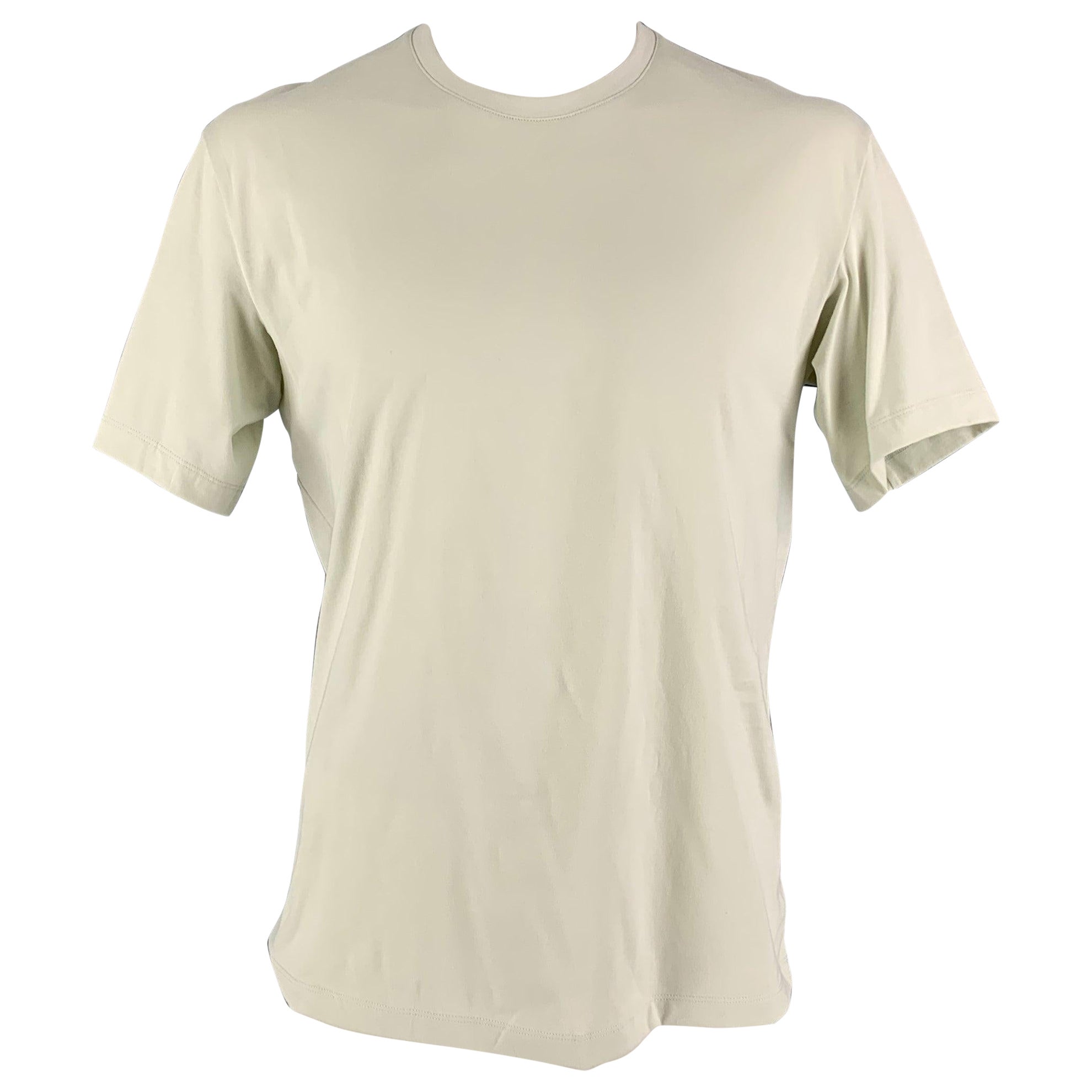 Y-3 Size L Natural Logo Cotton Crew-Neck T-shirt For Sale
