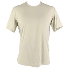 Y-3 Size L Natural Logo Cotton Crew-Neck T-shirt