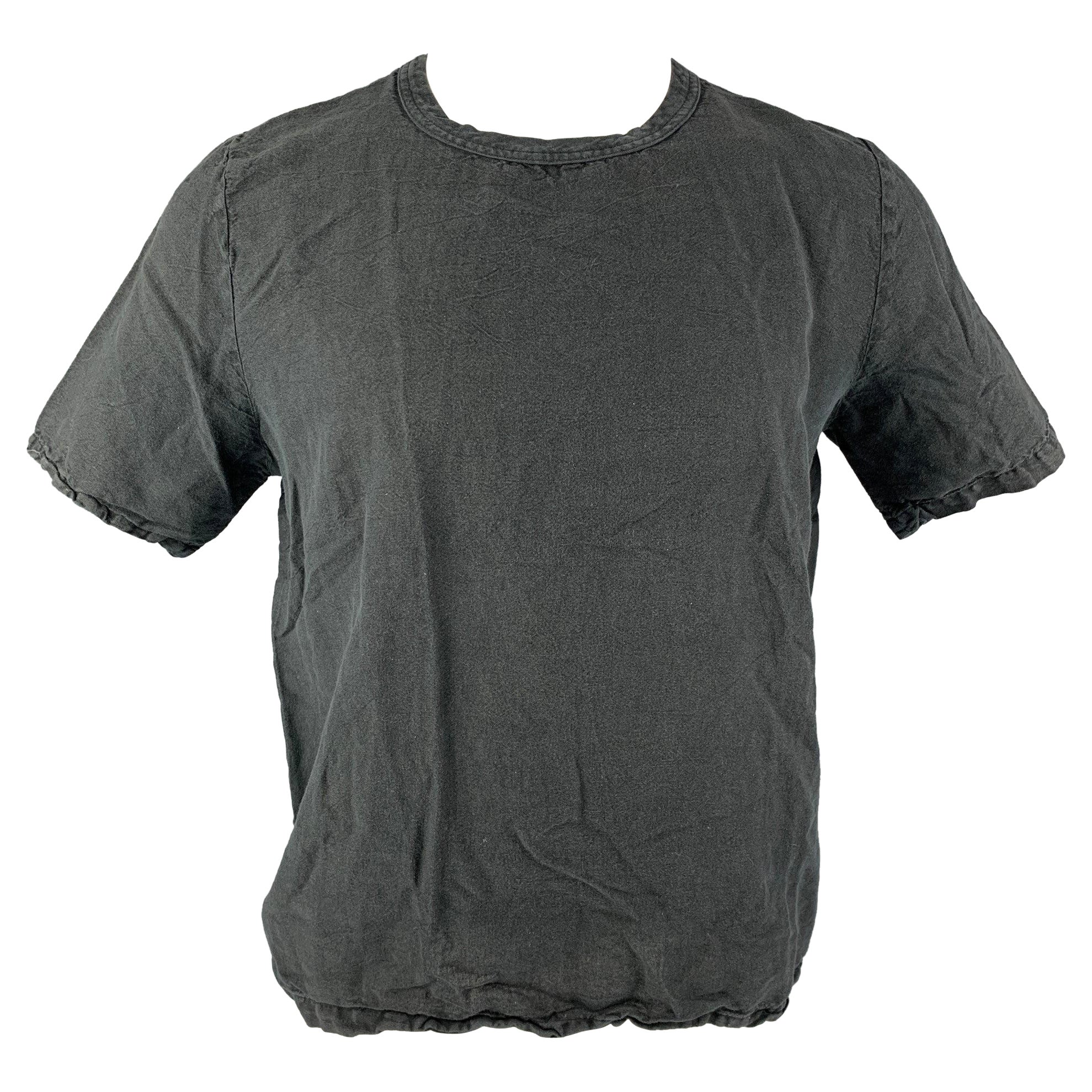 OUR LEGACY Size XS Black Linen &  Cotton Crew-Neck T-shirt For Sale