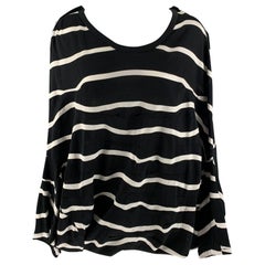 Y-3 Size XS Black White Cotton Stripe Casual Top