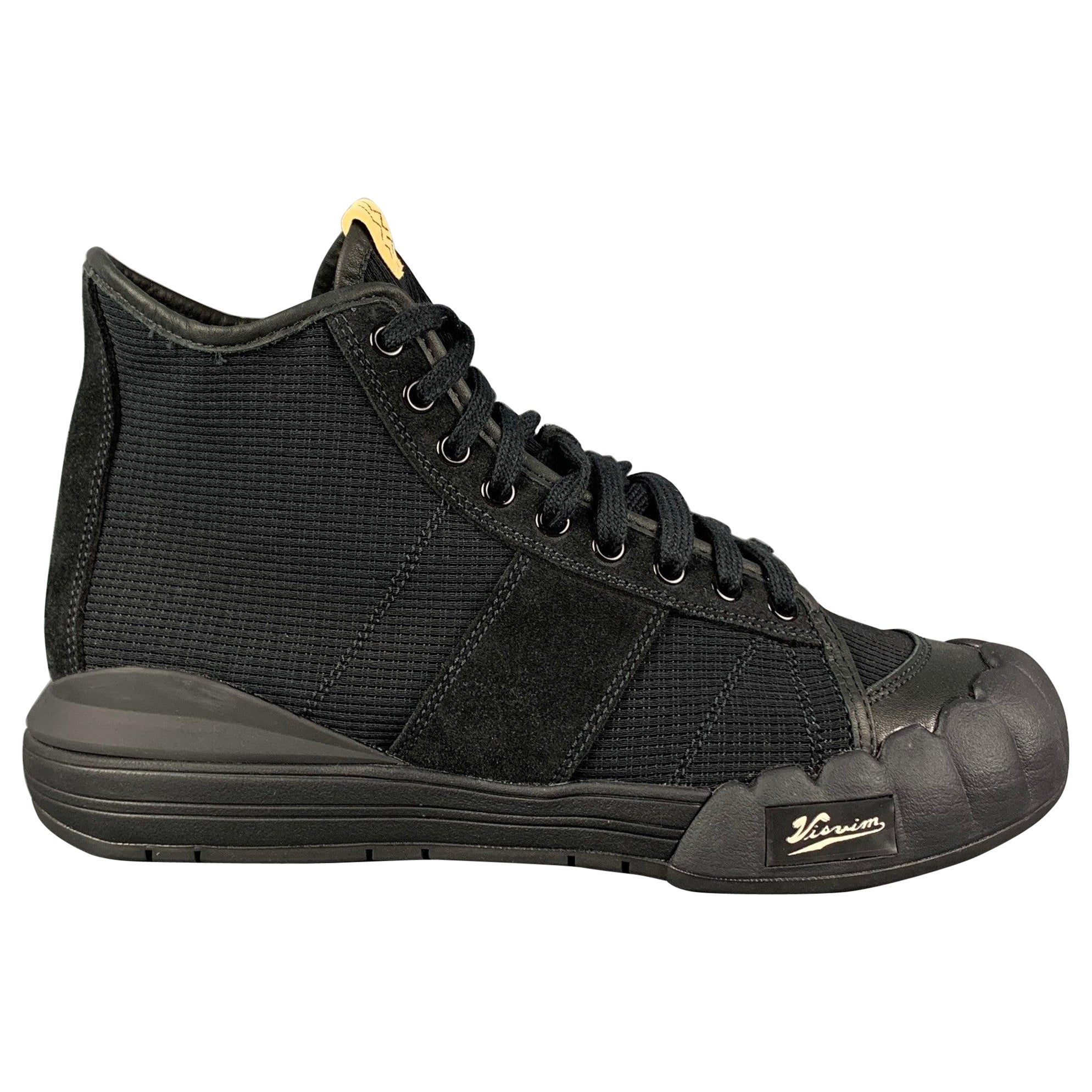 VISVIM Size 10.5 Black Mixed Material Lanier High-Top Sneakers For Sale