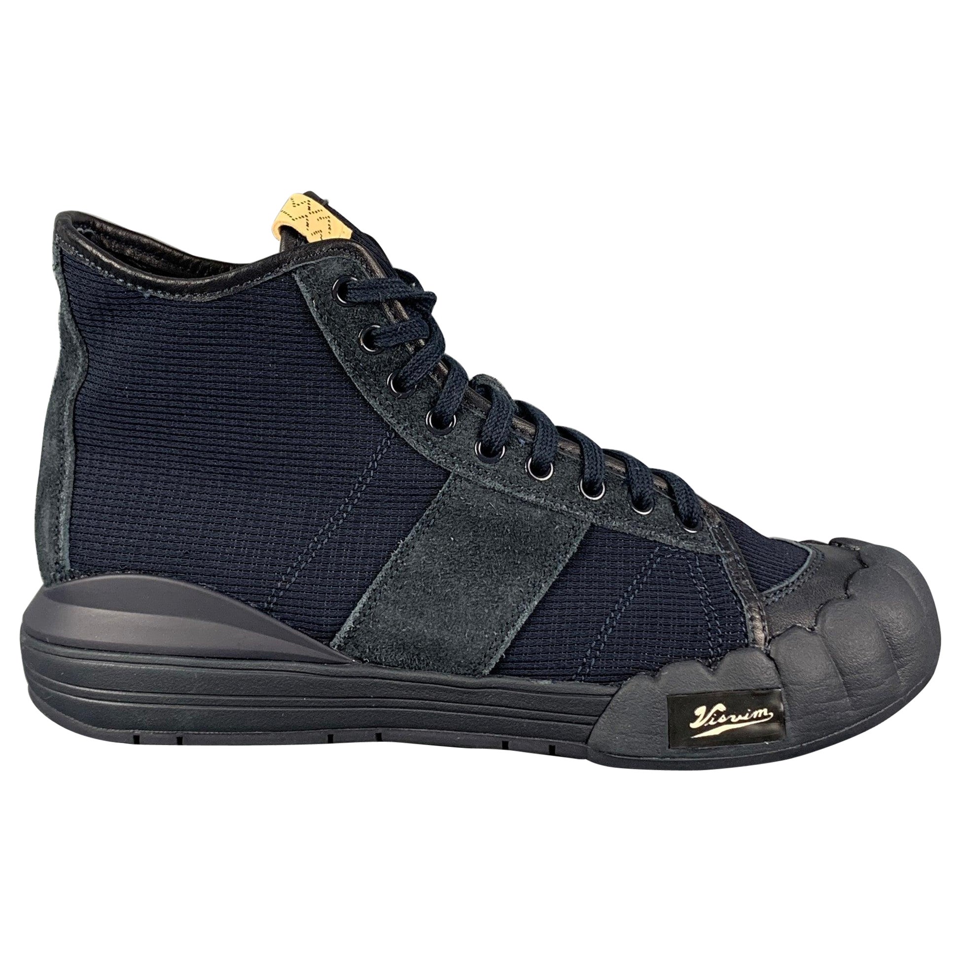 VISVIM Size 10.5 Navy Mixed Material Lanier High-Top Sneakers For Sale