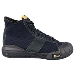 VISVIM Size 10.5 Navy Mixed Material Lanier High-Top Sneakers