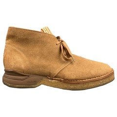 VISVIM BOOTS-FOLK en cuir texturé sable à lacets taille 9