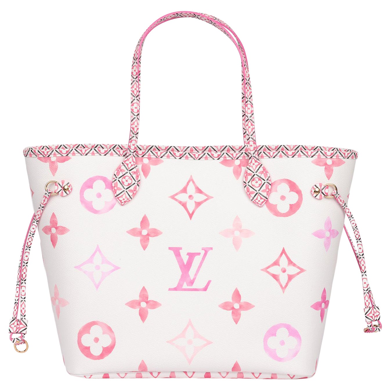 Louis Vuitton White & Pink Monogram Canvas By The Pool Neverfull MM
