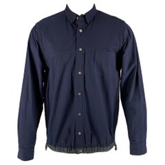 SACAI, chemise à manches longues boutonnée en coton massif bleu marine, taille M