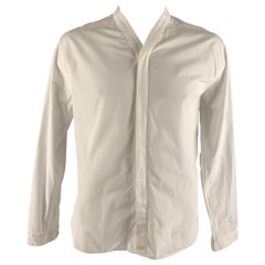 THE KOOPLES Größe XL Weißes langärmeliges Hemd aus massiver Baumwolle mit offenem Kragen