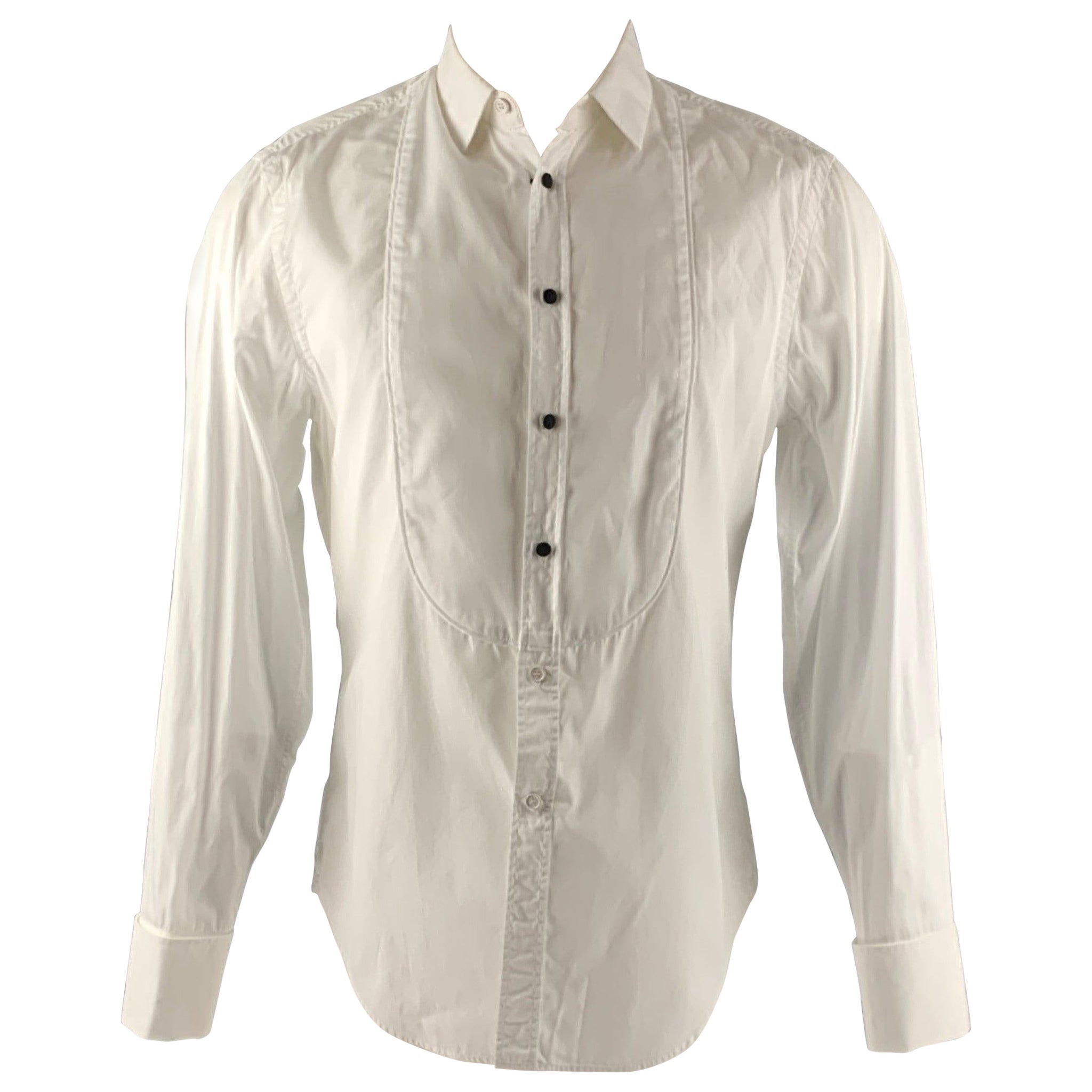 BAND OF OUTSIDERS Size M White Cotton Tuxedo Long Sleeve Shirt For Sale