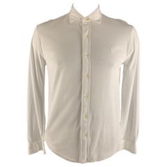 RALPH LAUREN Size L White Solid Cotton Button Up Long Sleeve Shirt