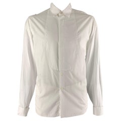 VALENTINO Size XL White Solid Cotton Tuxedo Long Sleeve Shirt