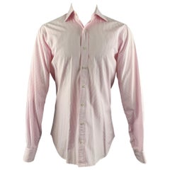 Used HAMILTON Size M Pink White Stripe Long Sleeve Shirt