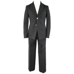 DIRK BIKKEMBERGS 38 Regular Black Wool Blend 30 31 Silver Brass Button Suit