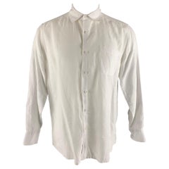 SAKS FIFTH AVENUE Size S White Solid Linen Button Up Long Sleeve Shirt