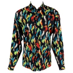 VERSACE JEANS COUTURE Size M Black Multi-Color Paradise Long Sleeve Shirt