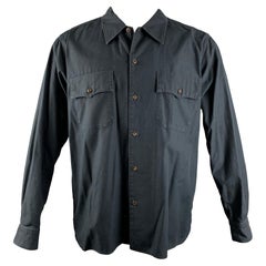 CHIMALA Size M Navy Cotton Long Sleeve Shirt