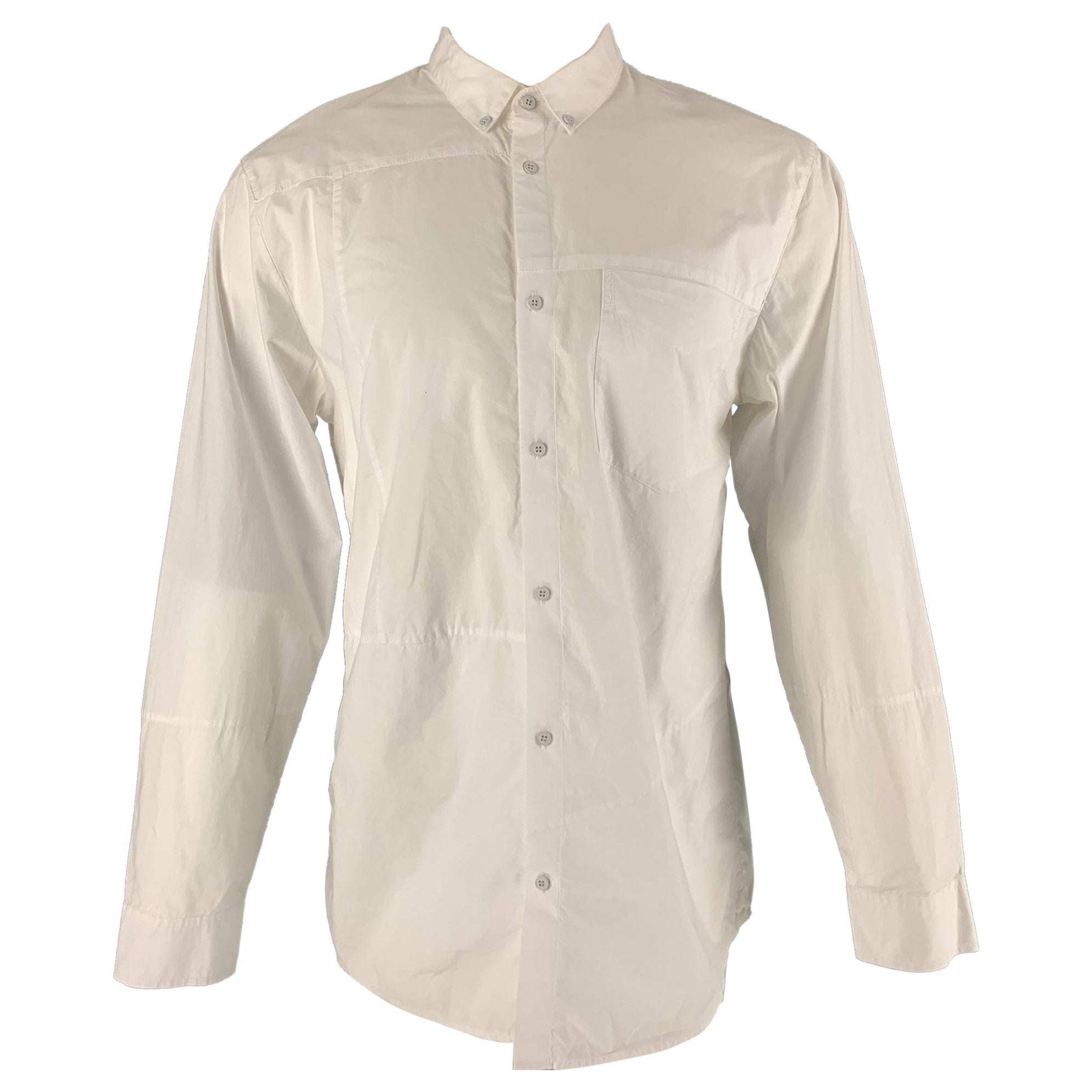 ALEXANDER WANG Size S White Solid Cotton Button Up Long Sleeve Shirt For Sale